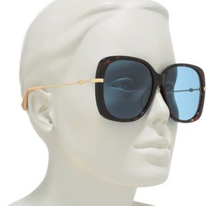NWT Brand New Gucci Oversized Brown Gold Metal Women’s Sunglasses